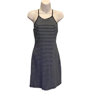 Y2K New York and Company Black Striped Tank Dress Built-in Shelf Bra Size S
